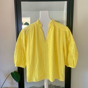 DRAPER JAMES Yellow Eyelet Shirt